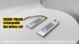 10K NTC를 갖춘 충전식 배터리 LP502065 3.7V 700mAh 리포 배터리 셀