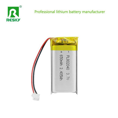 주문 Solar Lithium Cell 802040 3.7V 650mAh Rechargeable Lithium Ion Polymer Battery For Bauty Device 온라인 제조