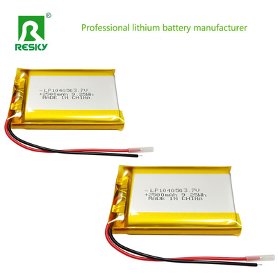 주문 태양광 배터리 셀 104050 3.7v 2500mAh 9.25wh 블루투스 스피커용 충전식 리튬 폴리머 배터리 온라인 제조