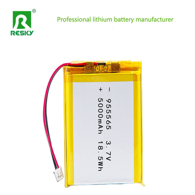주문 리튬 셀 LP955565 3.7V 5000mAh 18.5wh 휴대용 마사지기용 태양광 리튬 폴리머 배터리 온라인 제조