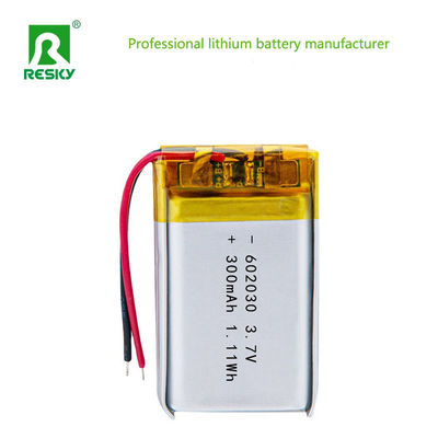 주문 리튬 폴리머 배터리 셀 602030 3.7V 300mAh 충전식 Lipo 리튬 폴리머 배터리 웨어러블 기기용 온라인 제조