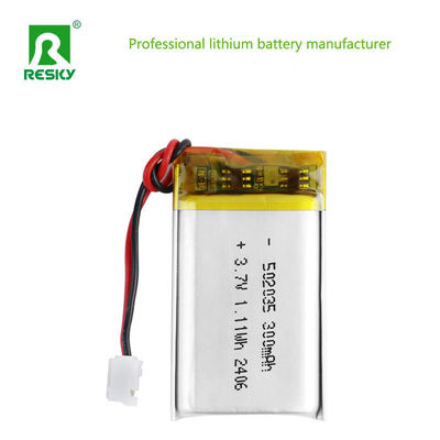 주문 리튬 이온 폴리머 배터리 셀 502035 3.7v 300mAh 350mAh 1.11wh 충전식 배터리 온라인 제조