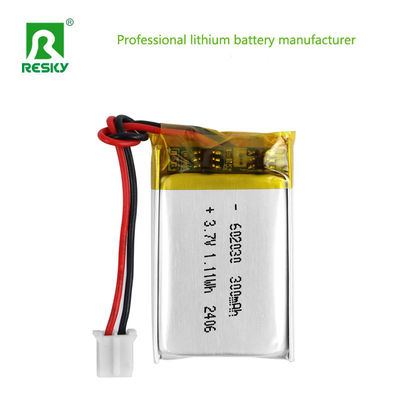 주문 충전식 리튬 폴리머 LP602030 3.7v 300mAh 1.11wh 배터리 셀 (스마트 웨어러블용) 온라인 제조