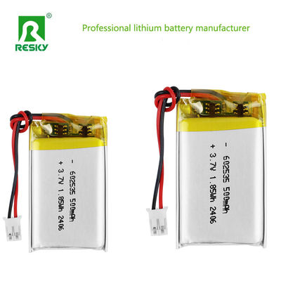 주문 리튬 폴리머 배터리 셀 602535 3.7V 4.2V 400mAh 500mAh 1.85wh 전원 Lipo 배터리 온라인 제조
