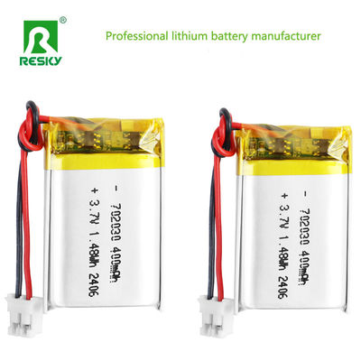 주문 702030 3.7v 400mAh 1.48wh 블루투스 스피커용 충전식 리튬 Li-polymer 배터리 셀 온라인 제조