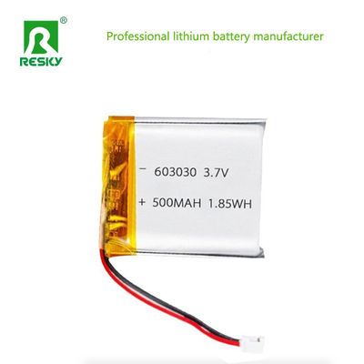 주문 충전식 Lifepo4 배터리 셀 603030 3.7v 500mAh 1.85wh 휴대용 의료 기기용 전원 리튬 이온 배터리 온라인 제조