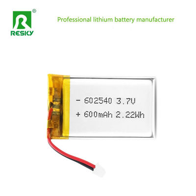 주문 리?? 이온 폴리머 배터리 602540 600mAh 3.7V 2.22wh 재충전 전력 리포 배터리 미용 기기 온라인 제조