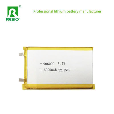 주문 파워 리포 배터리 906090 3.7v 6000mAh 22.2wh 충전식 리튬 이온 폴리머 배터리 스마트 잠금 장치용 온라인 제조