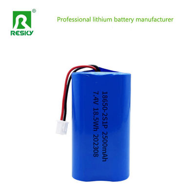 주문 Lithium Ion Battery 18650 2s 7.4V 2500mAh 18.5wh Li-ion Rechargeable Batteries 온라인 제조
