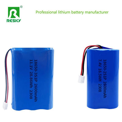 주문 18650 Lithium Ion Batteries 11.1V 3s 2600mAh 28.86wh Rechargeable Li-ion Battery Pack 온라인 제조