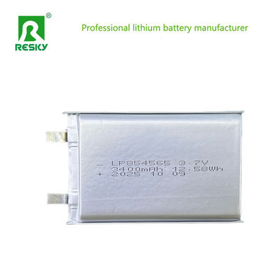 주문 Power Lithium Cell 854565 3.7V 3400mAh 12.58wh Solar Lithium Ion Polymer Battery Pack 온라인 제조