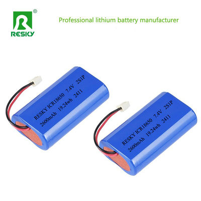 주문 리튬 배터리 셀 18650 Li-ion 배터리 팩 3.7v 7.4V 2600mAh 19.24wh 전원 리튬 배터리 온라인 제조
