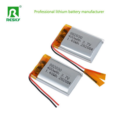 컴팩트 3.7v 400mAh 재충전 가능한 리?? 폴리머 배터리 전원 리?? 이온 셀 802030 Jst 커넥터
