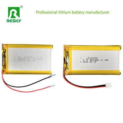 태양 리?? 폴리머 배터리 셀 103765 3.7V 7.4V 3000mAh 11.1wh Jst 연결 장치