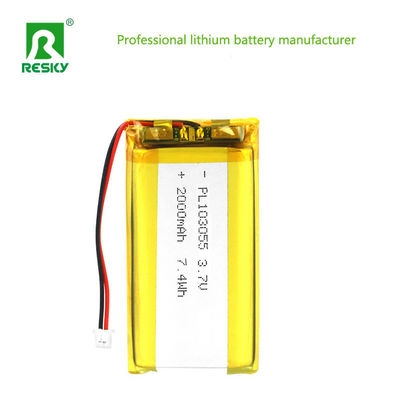 재충전 가능한 리포 배터리 103055 3.7V 2000mAh 7.4wh 전력 태양 리?? 이온 배터리 셀