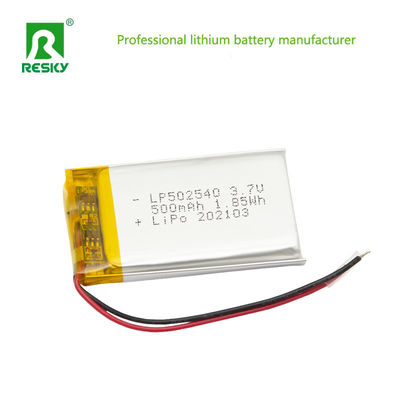 재충전 가능한 태양 리?? 배터리 셀 502540 3.7v 500mAh 1.85wh 전력 리온 이온 배터리
