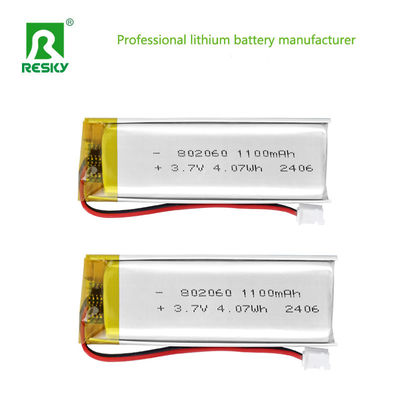리튬 폴리머 배터리 셀 802060 3.7V 1100mAh 4.07wh 전기 미터용 태양광 Lipo 배터리