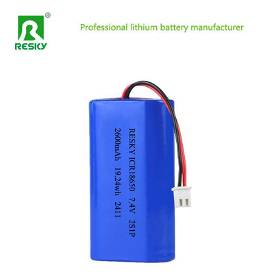 충전식 18650 리튬 배터리 배터리 팩 2600mAh 7.4V 19.24wh 리포 배터리 팩