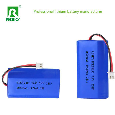 전원 원통형 18650 리튬 이온 폴리머 배터리 팩 3.7v 7.4V 2600mAh 19.24wh 리튬 배터리